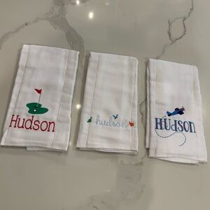 NEW Hudson Embroidered Burp Cloths